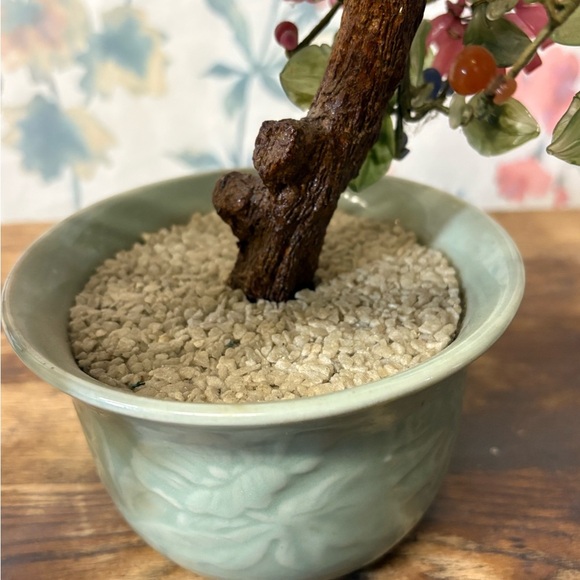 Vintage Jade Floral Bonsai Tree in Green Pot - Picture 7 of 12